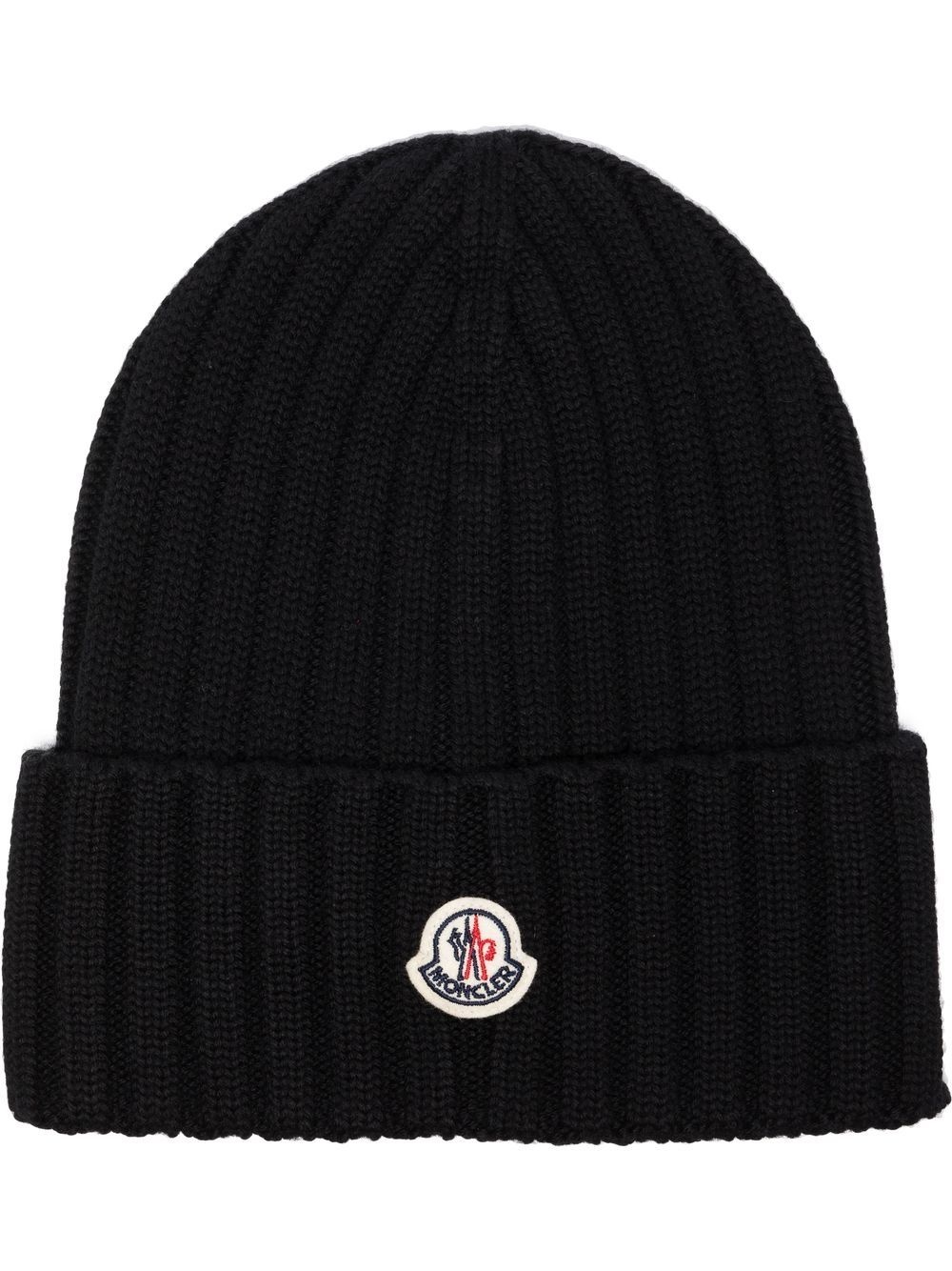 logo-patch rib-knit beanie - 1