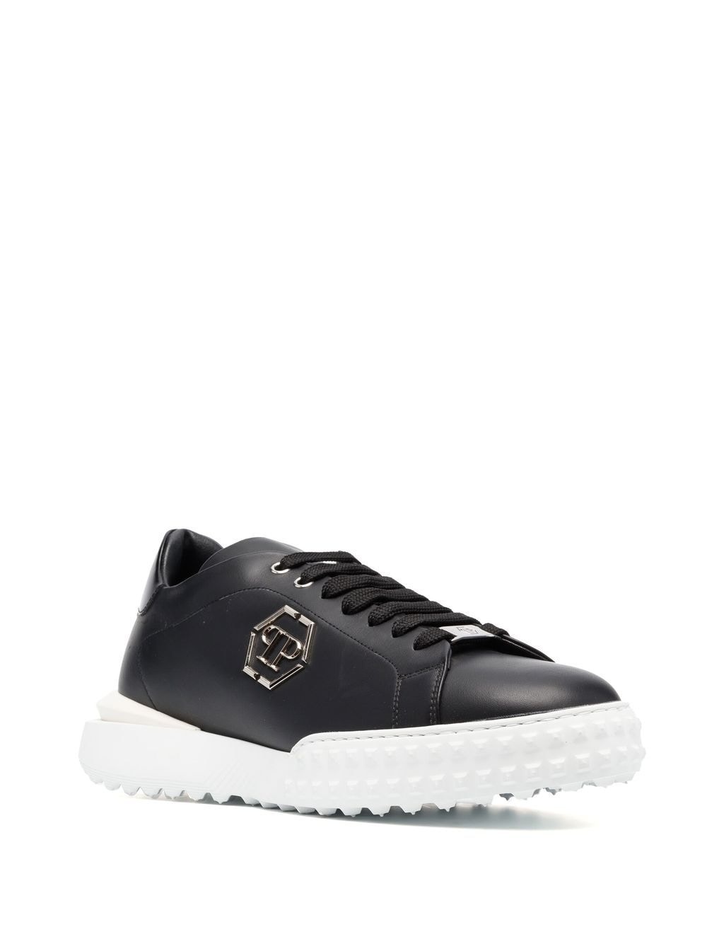 logo-plaque low-top sneakers - 3