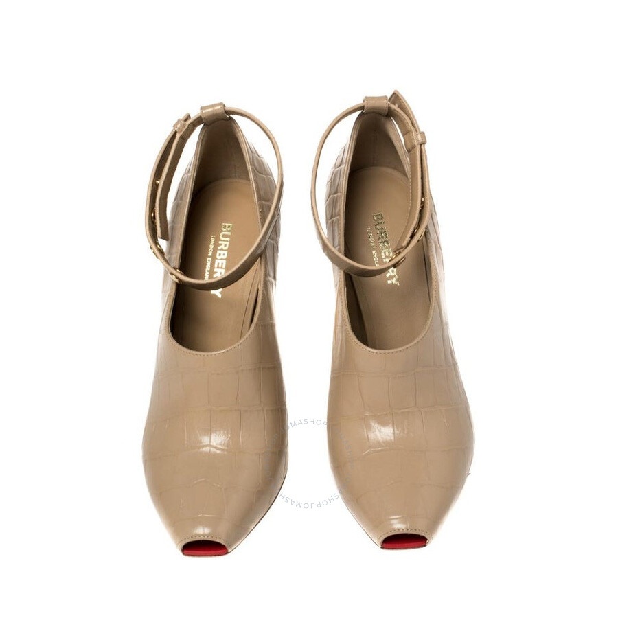 Burberry Croc Embossed Leather Blyth Peep Toe Pumps, Brand Size 35 ( US Size 5 ) - 2