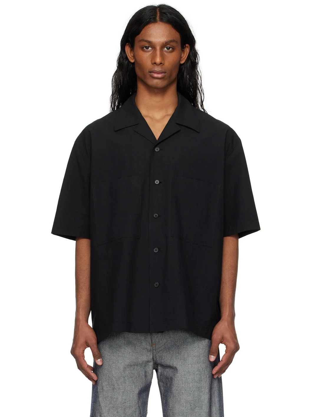 Black Nylon Poplin Shirt - 1