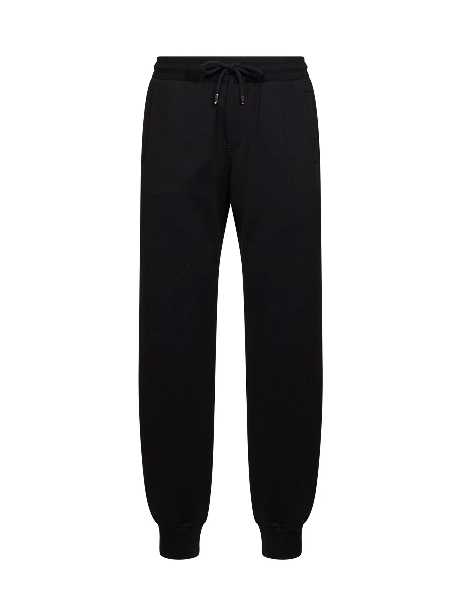 Black cotton fleece embroidered sweatpants - 1