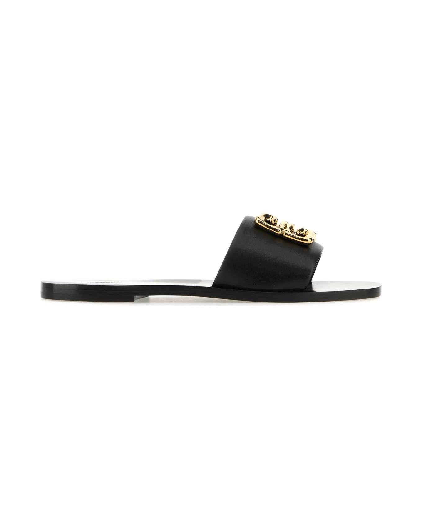 Black Leather 4g Baroque Slippers - 1