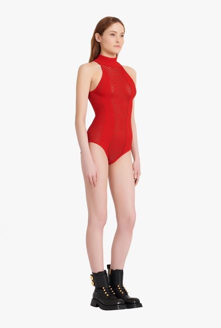 Red knit bodysuit - 7