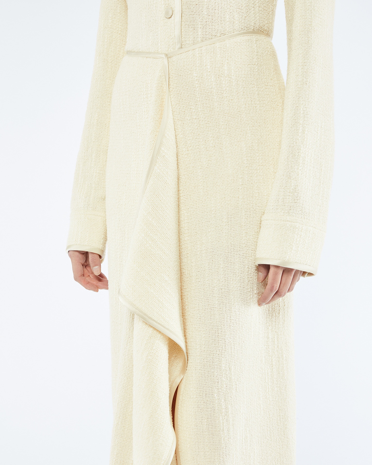 LINNEA - Textured bouclé tweed skirt - Creme - 2