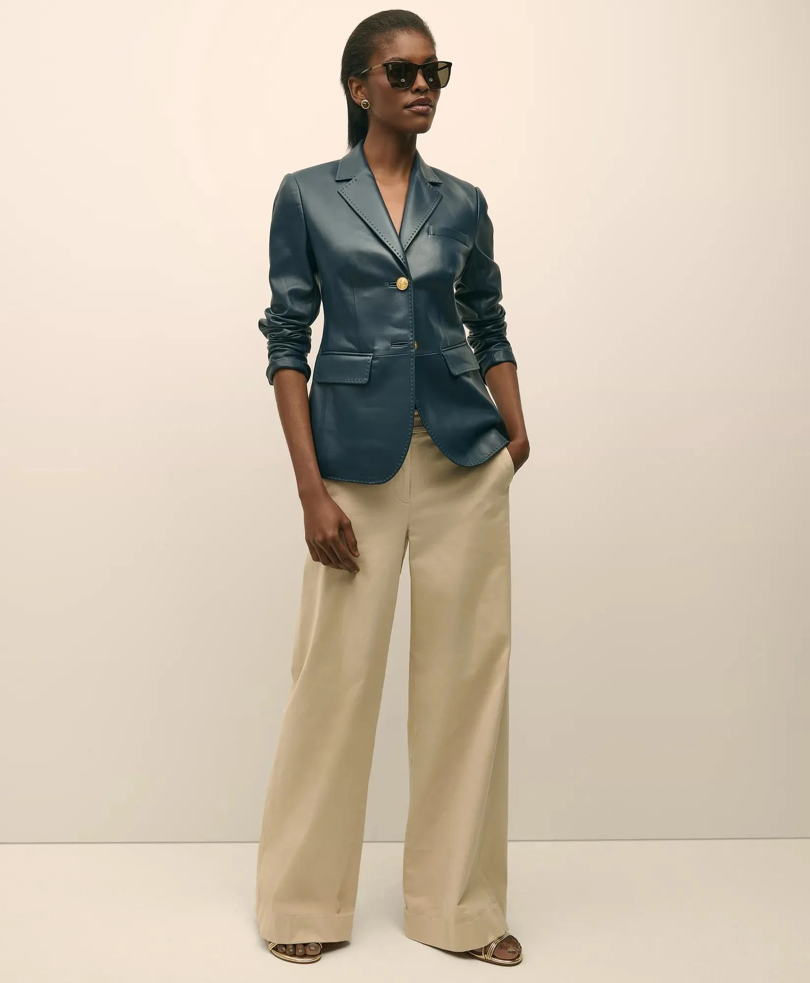 Cotton Twill Wide-Leg Pant - 1