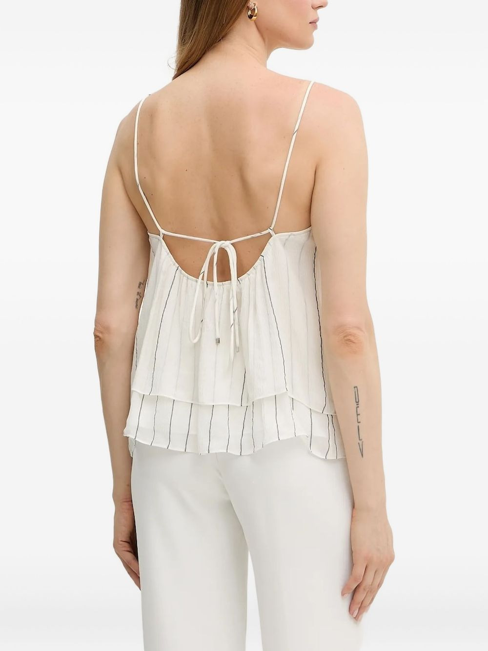 tie-back horizontal-stripes blouse - 2