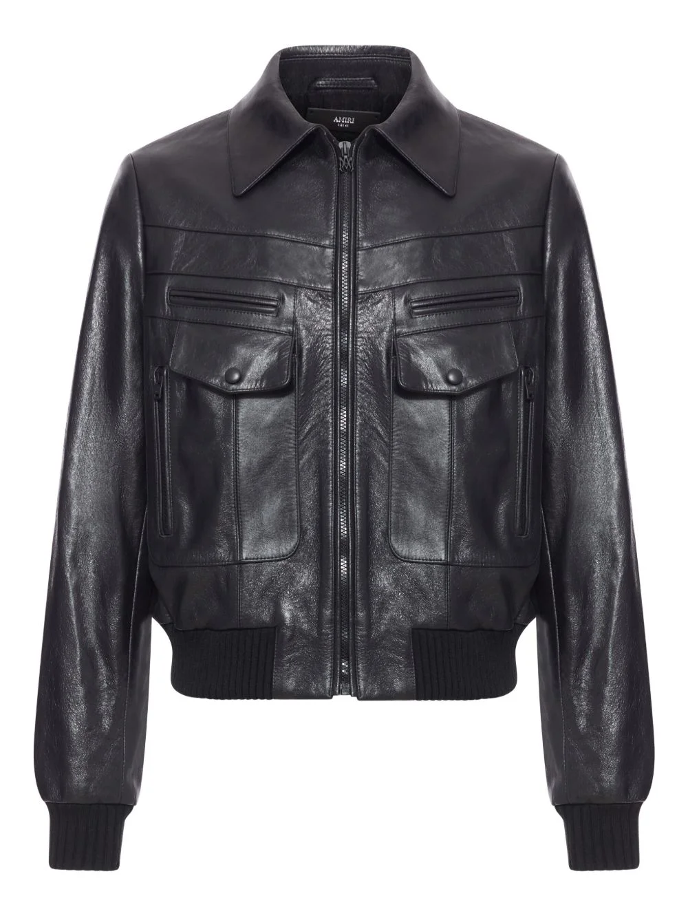 multi-pockets leather jacket - 1
