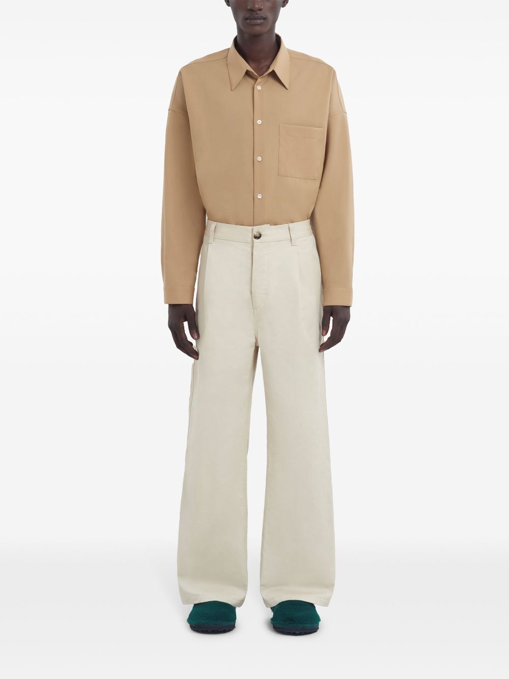 cotton wide-leg trousers - 3
