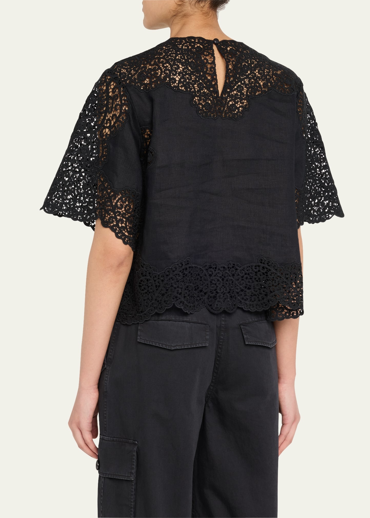 Kadene Short-Sleeve Cutwork Lace Blouse - 3