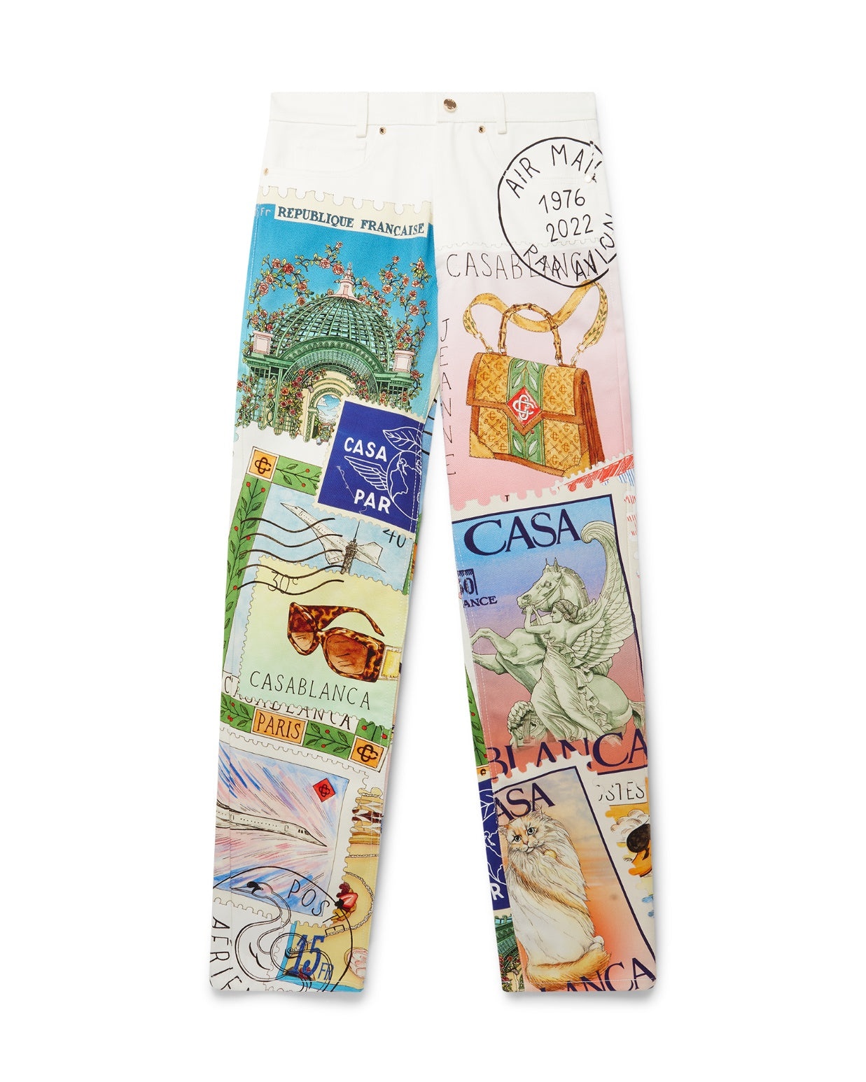 Souvenirs De Vacances Printed Straight Leg Jeans - 1