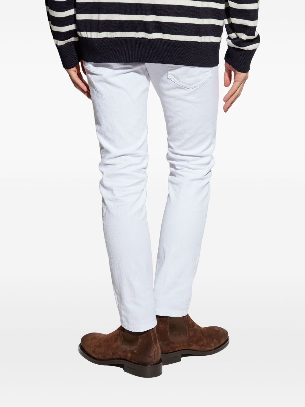 label-detail cotton trousers - 4