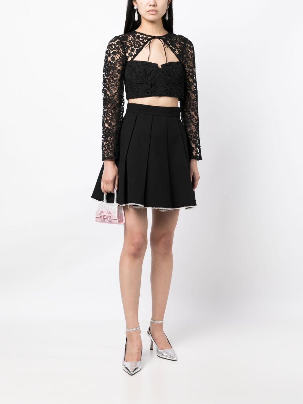 corded-lace crop top - 2
