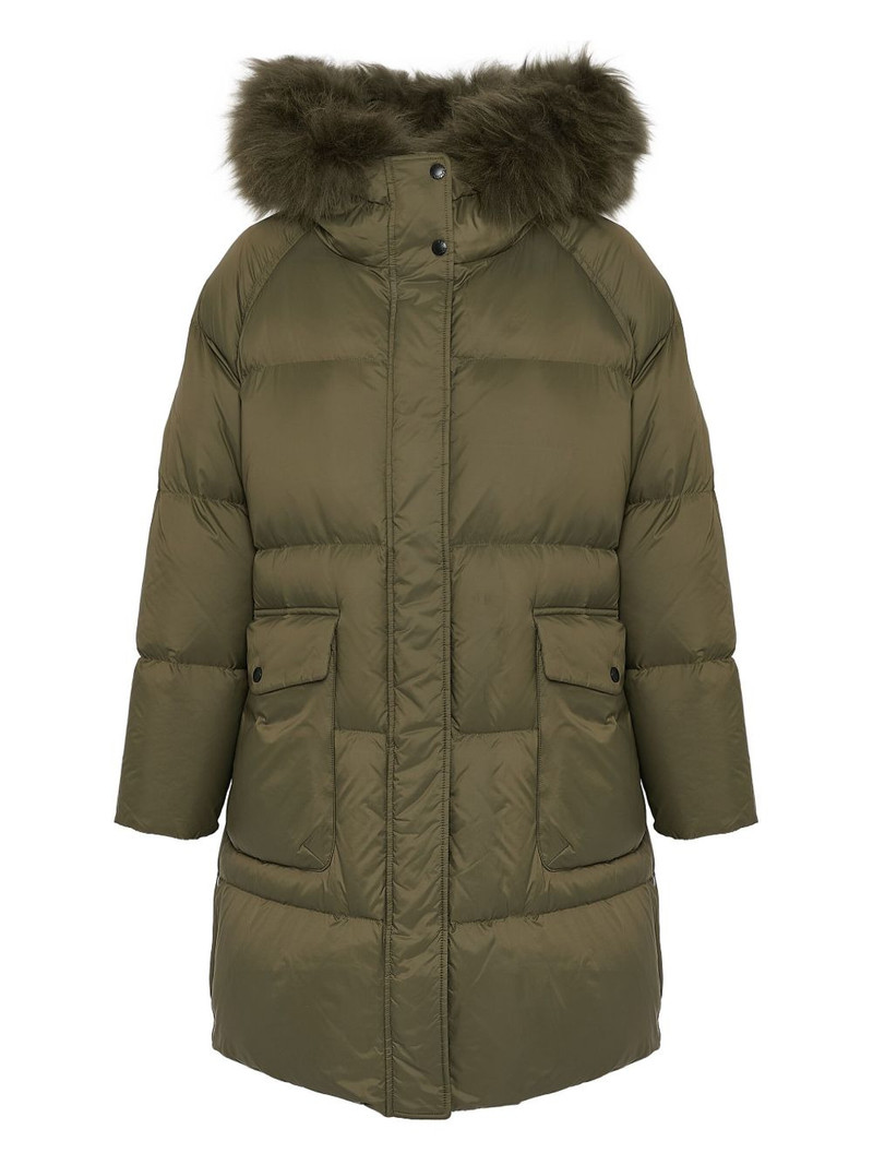 shearling-trimmed down coat 1