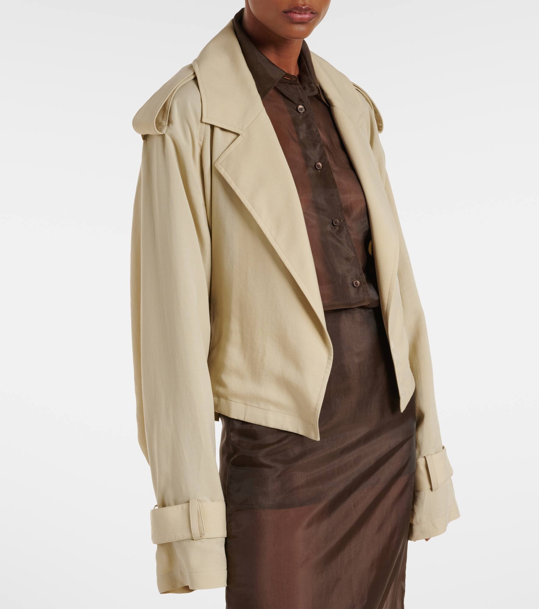 Simona cropped trench coat - 7
