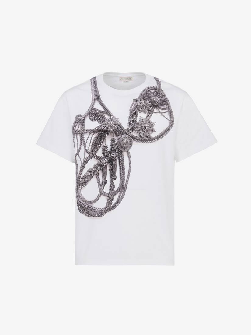 Men's Trompe-l'œil Harness T-shirt in White/grey - 1