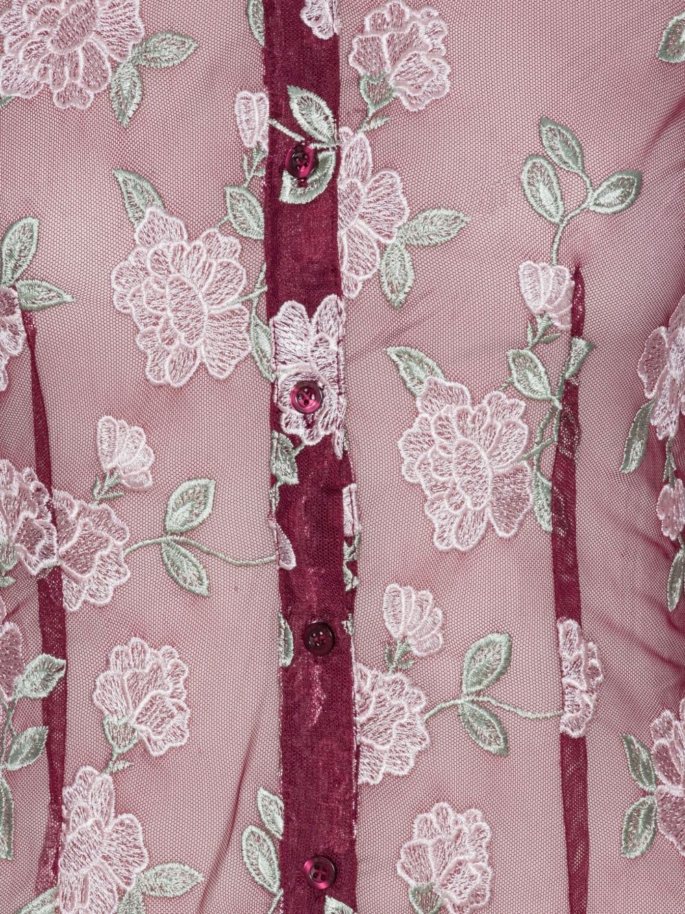 floral-embroidered mesh shirt - 5