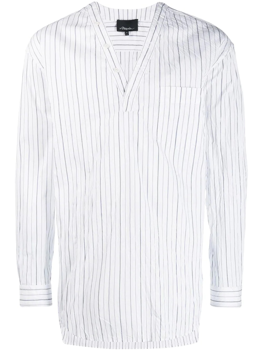 V-neck vertical-stripe shirt - 1