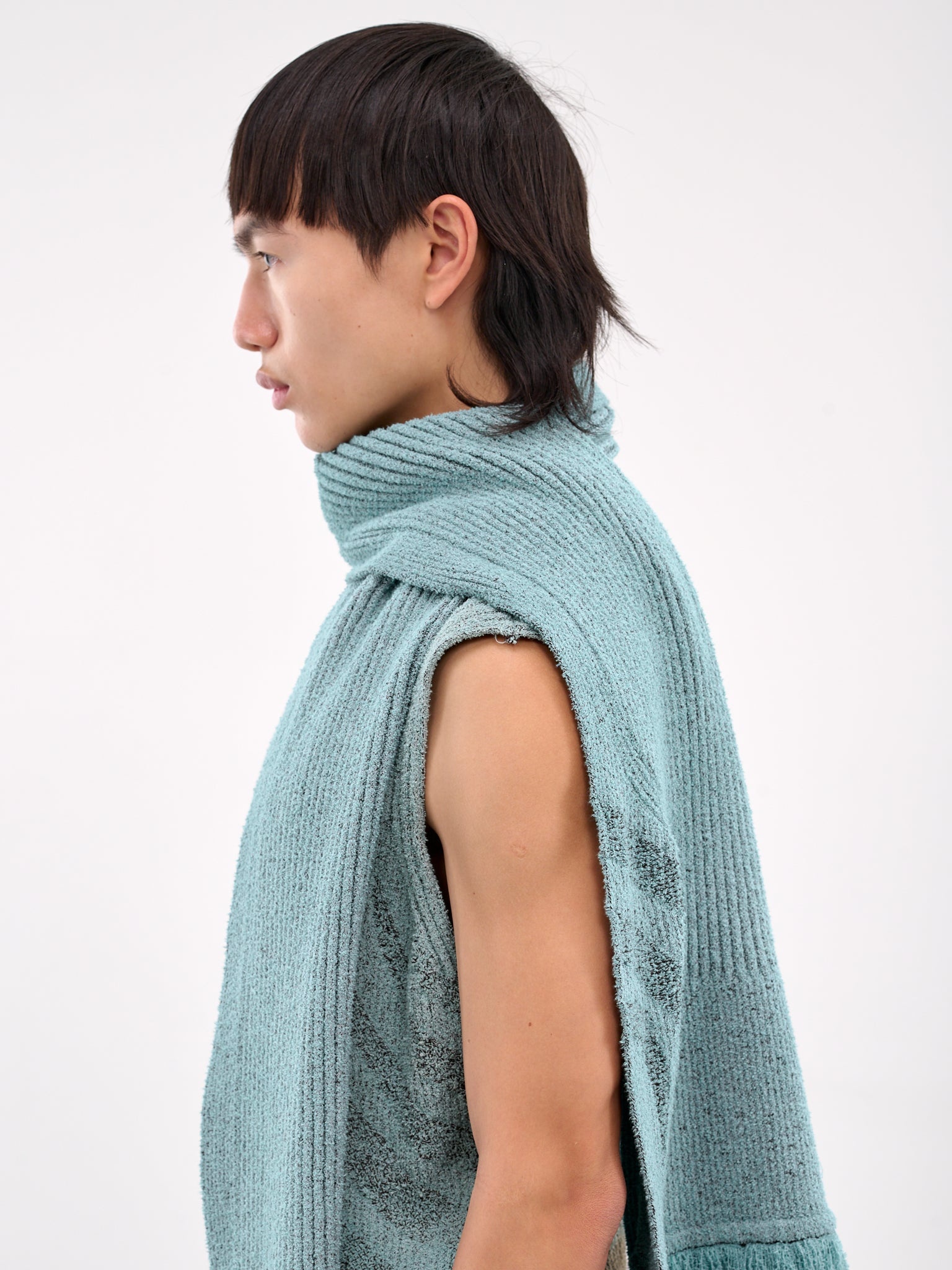 Scarf Collar Knit Sweater Vest - 4