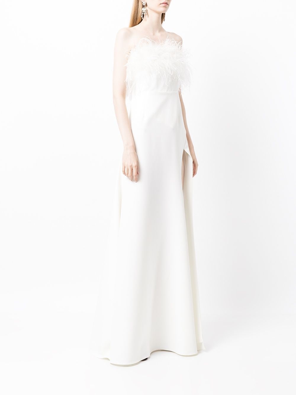 Linc feather-trim detail gown - 3