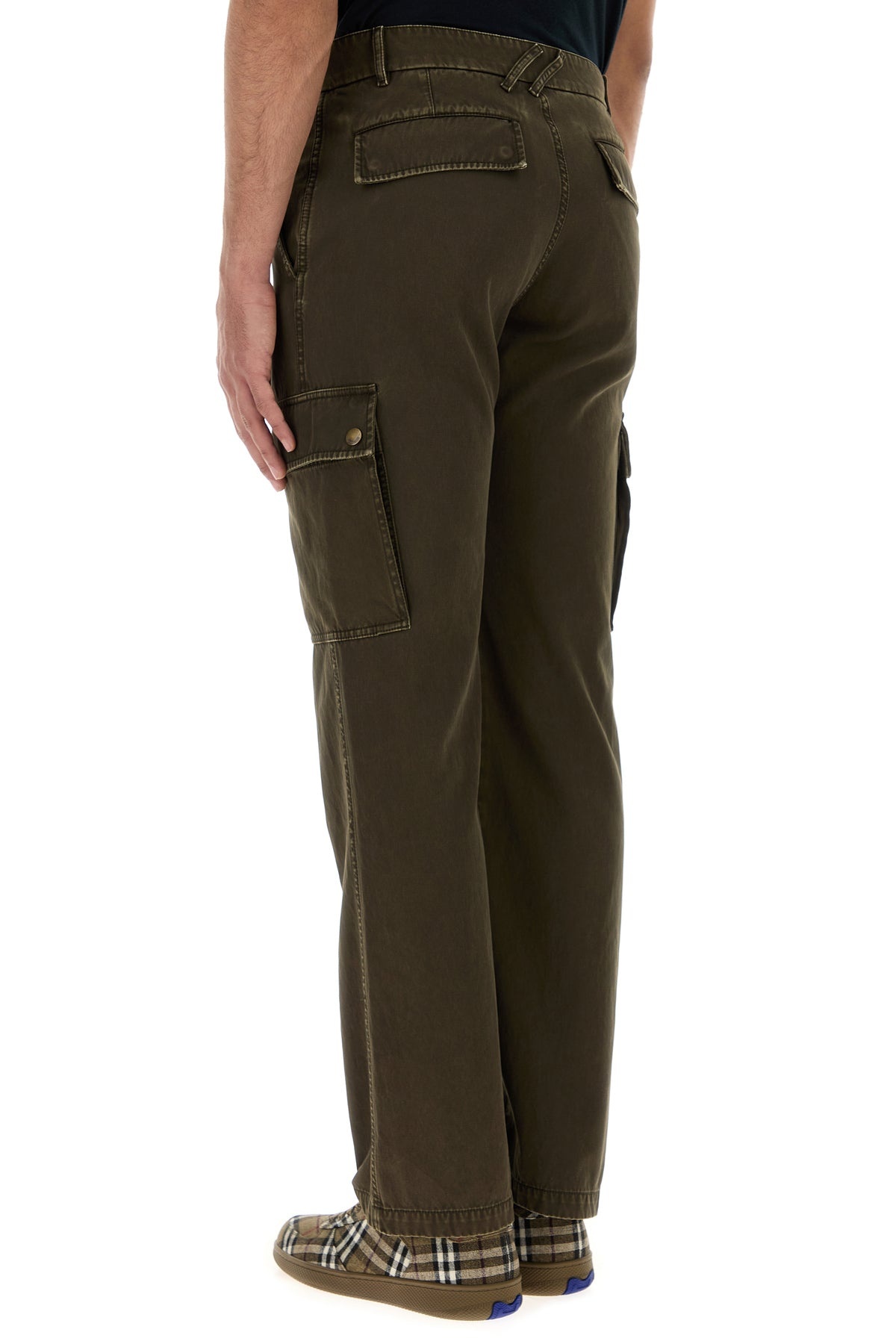 Army green cotton cargo pant - 4