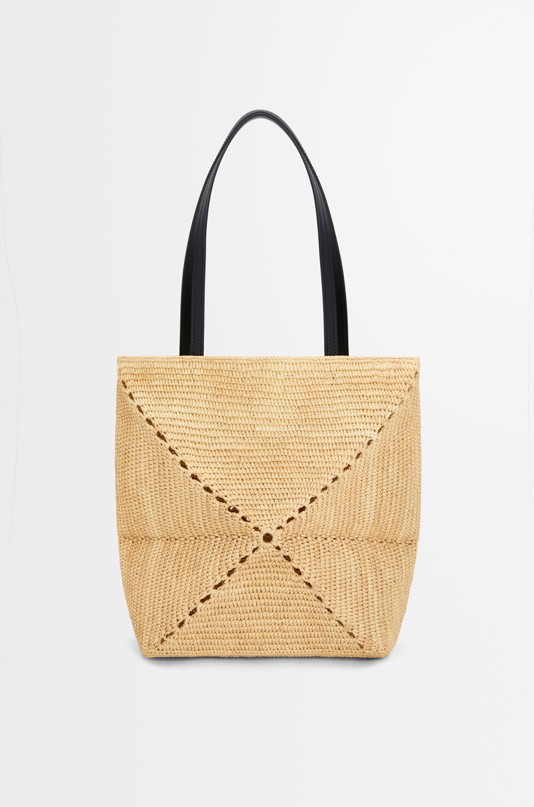 Medium Puzzle Fold tote in raffia - 7