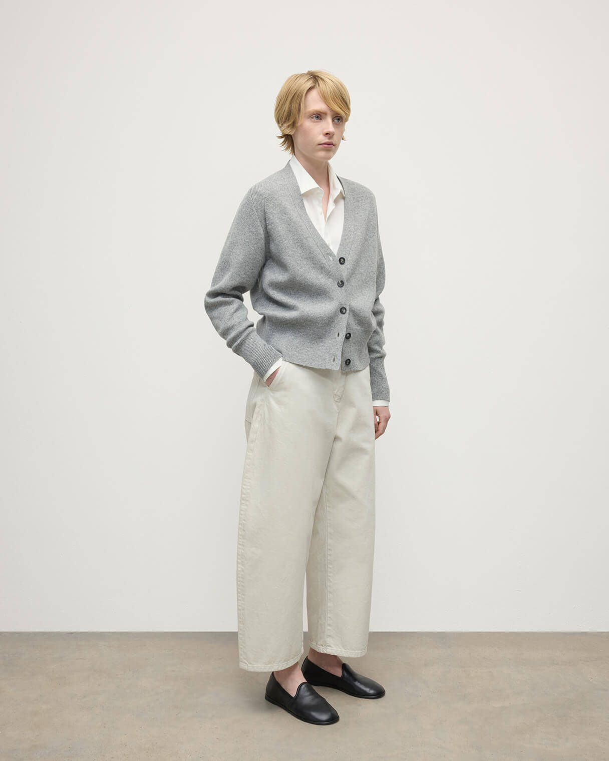 Milano Stitch Grey Cashmere Cardigan - 3