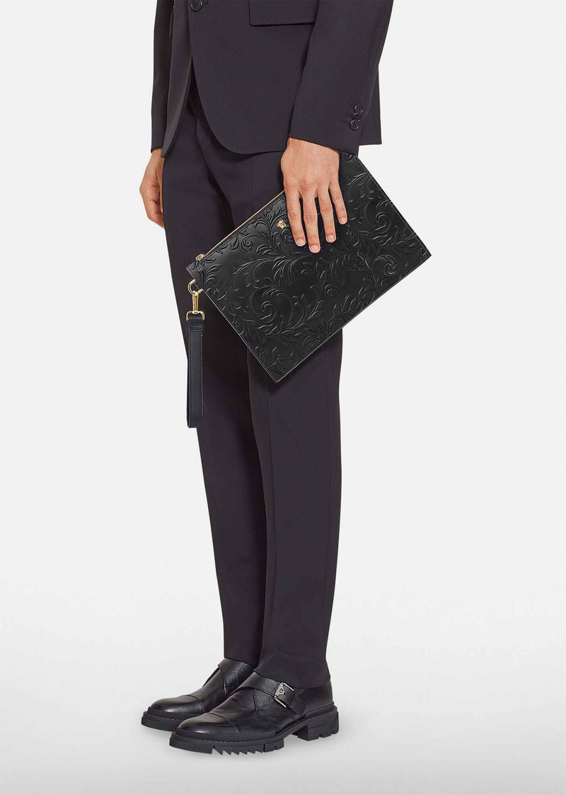 Large Embossed Barocco Zip Pouch 4