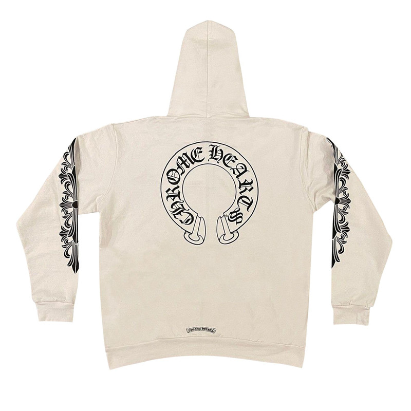 Chrome Hearts Chrome Hearts Horseshoe Logo Zip Up Hoodie 'White' outlook