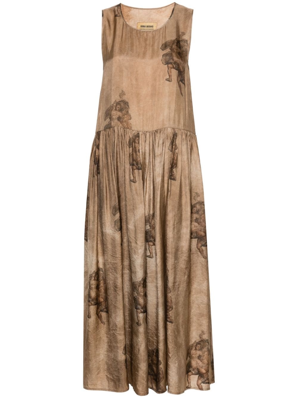 renaissance-print midi dress - 1