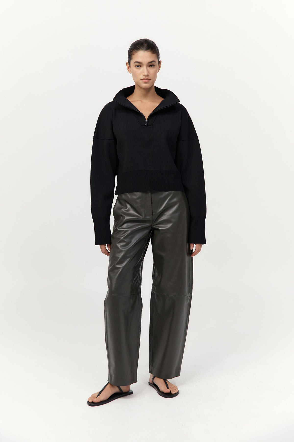 Milano Knit Zip Jumper - Black - 5