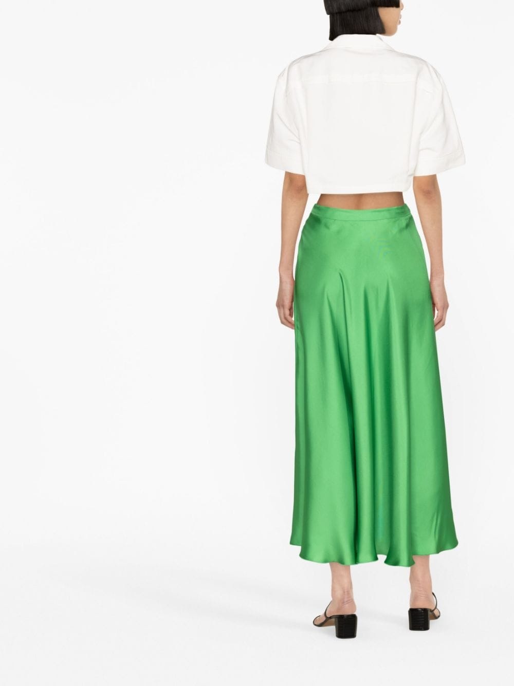 high-waisted drape-detail skirt - 3