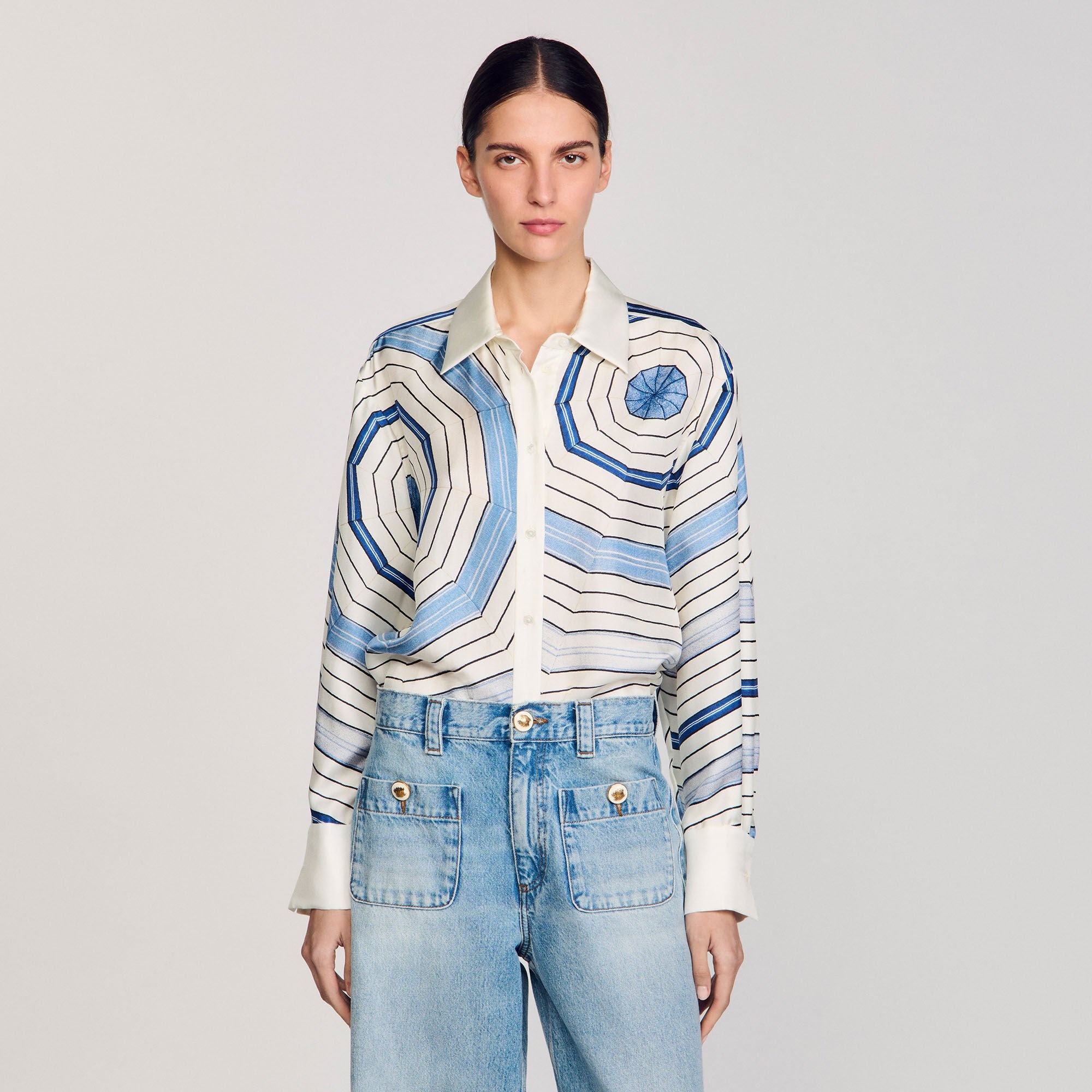 SPIRAL-MOTIF SILK SHIRT - 4