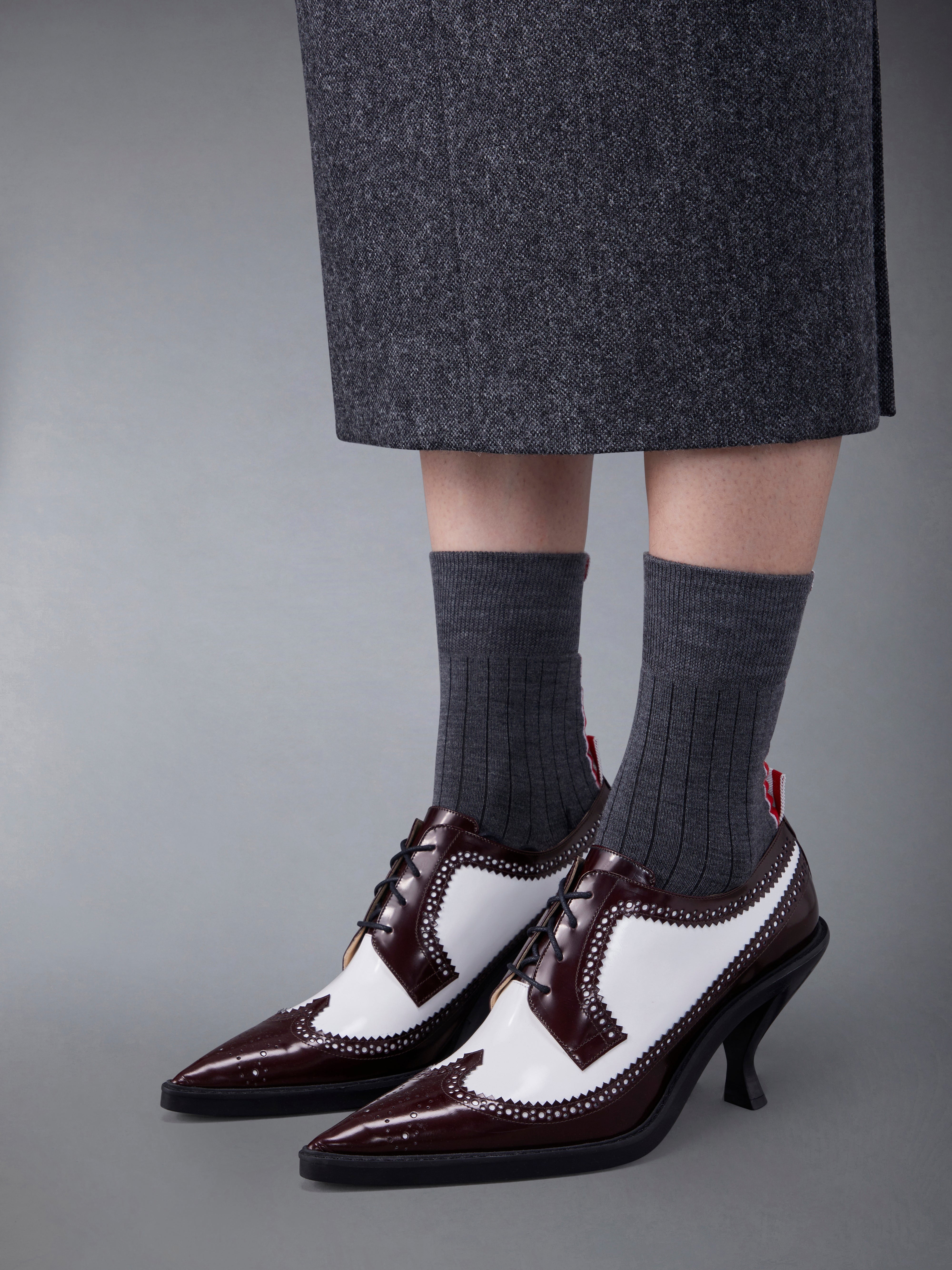 SOFT SPAZZOLATO 75MM CURVED HEEL LONGWING SPECTATOR BROGUE - 4