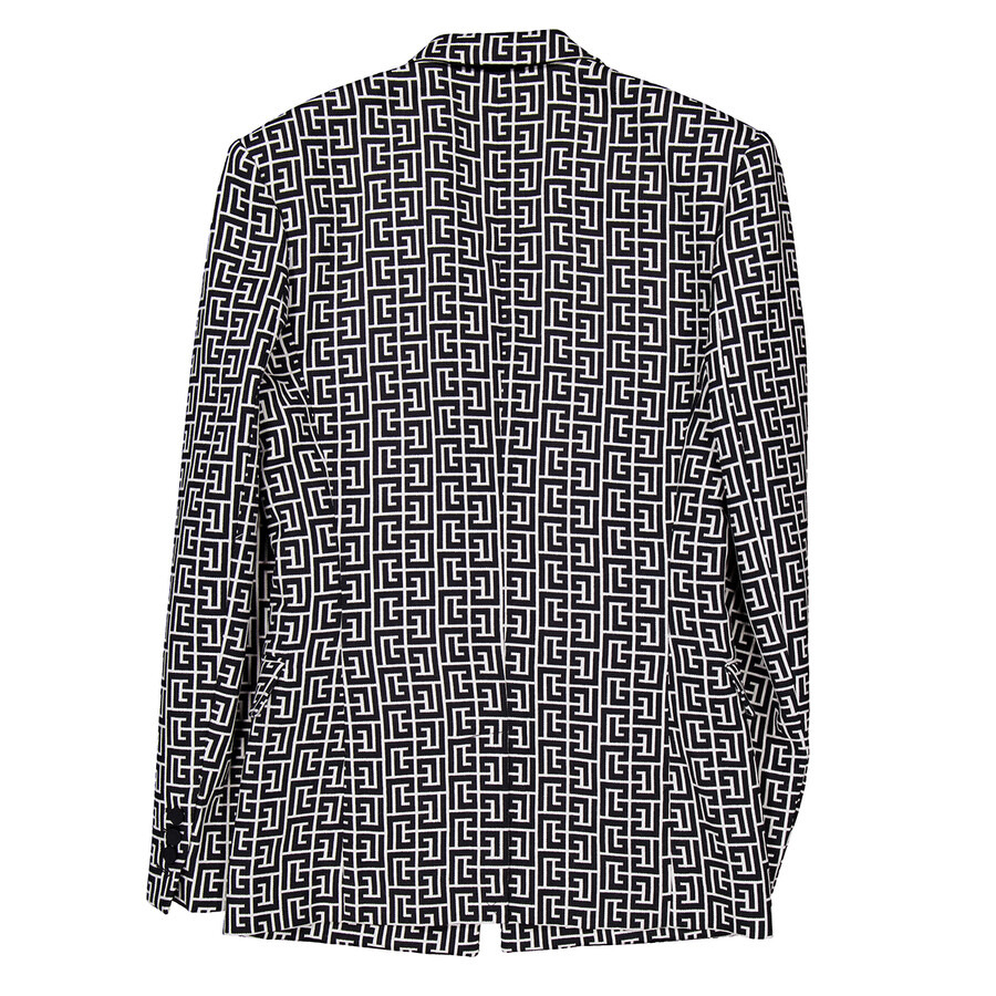 Balmain Men's Gfe Ivoire / Noir Oversized Monogrammed Blazer - 7