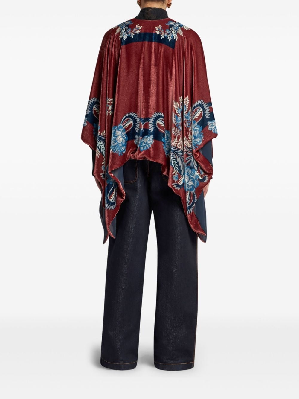 paisley-print velvet cape - 3
