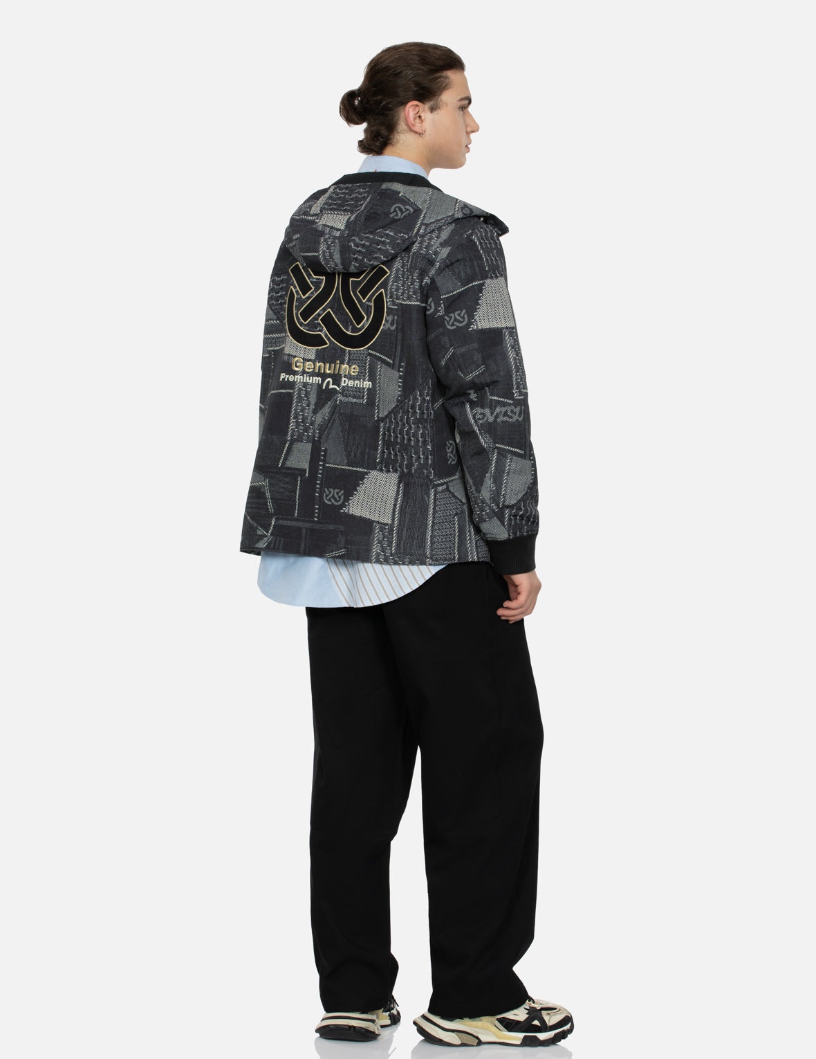 WHEEL OF WISDOM AND SEAGULL EMBROIDERY REGULAR FIT DENIM JACKET - 4