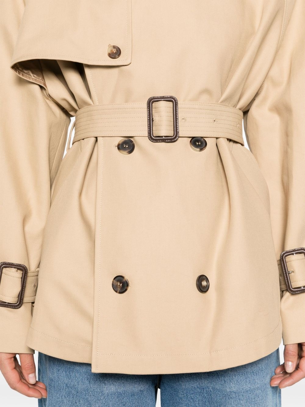 belted cropped trench coat - 5