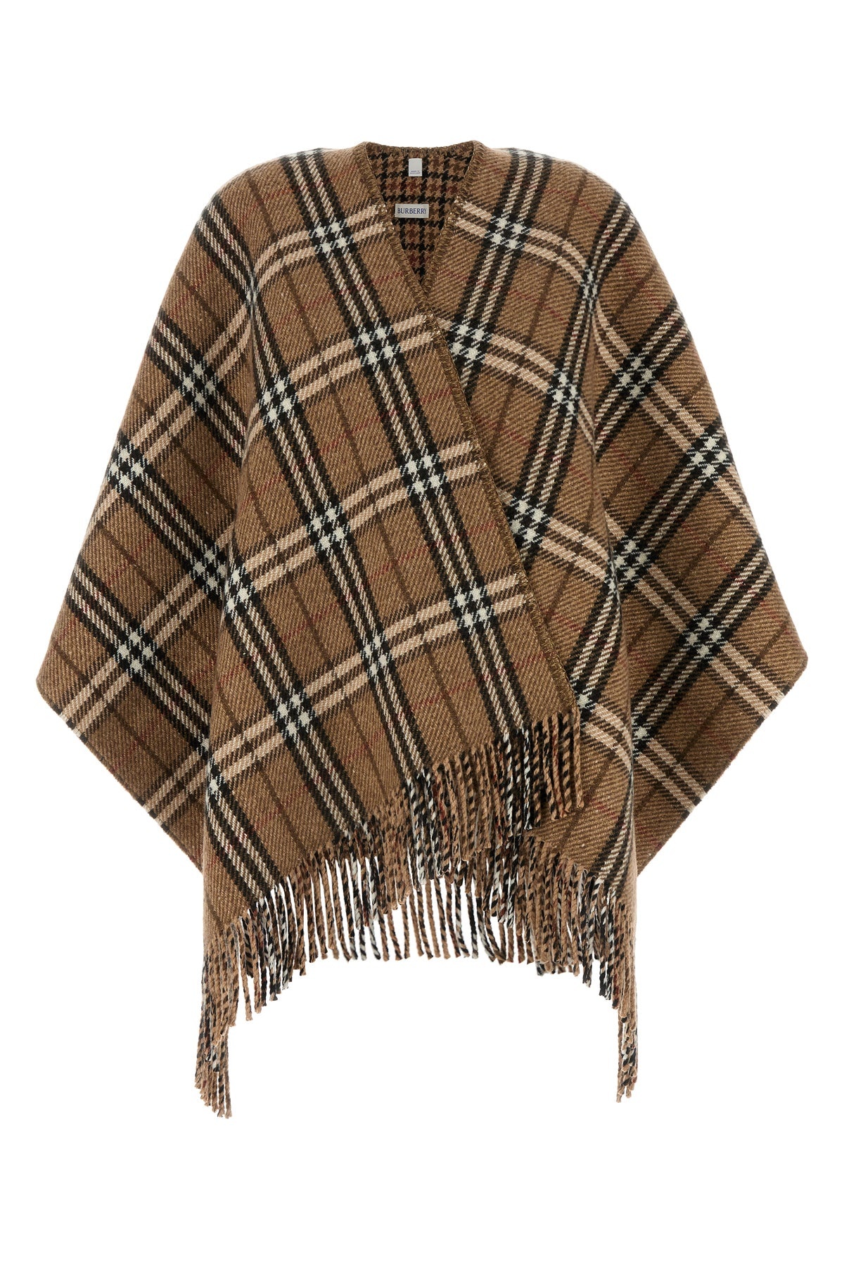 Embroidered cashmere blend reversible cape - 1