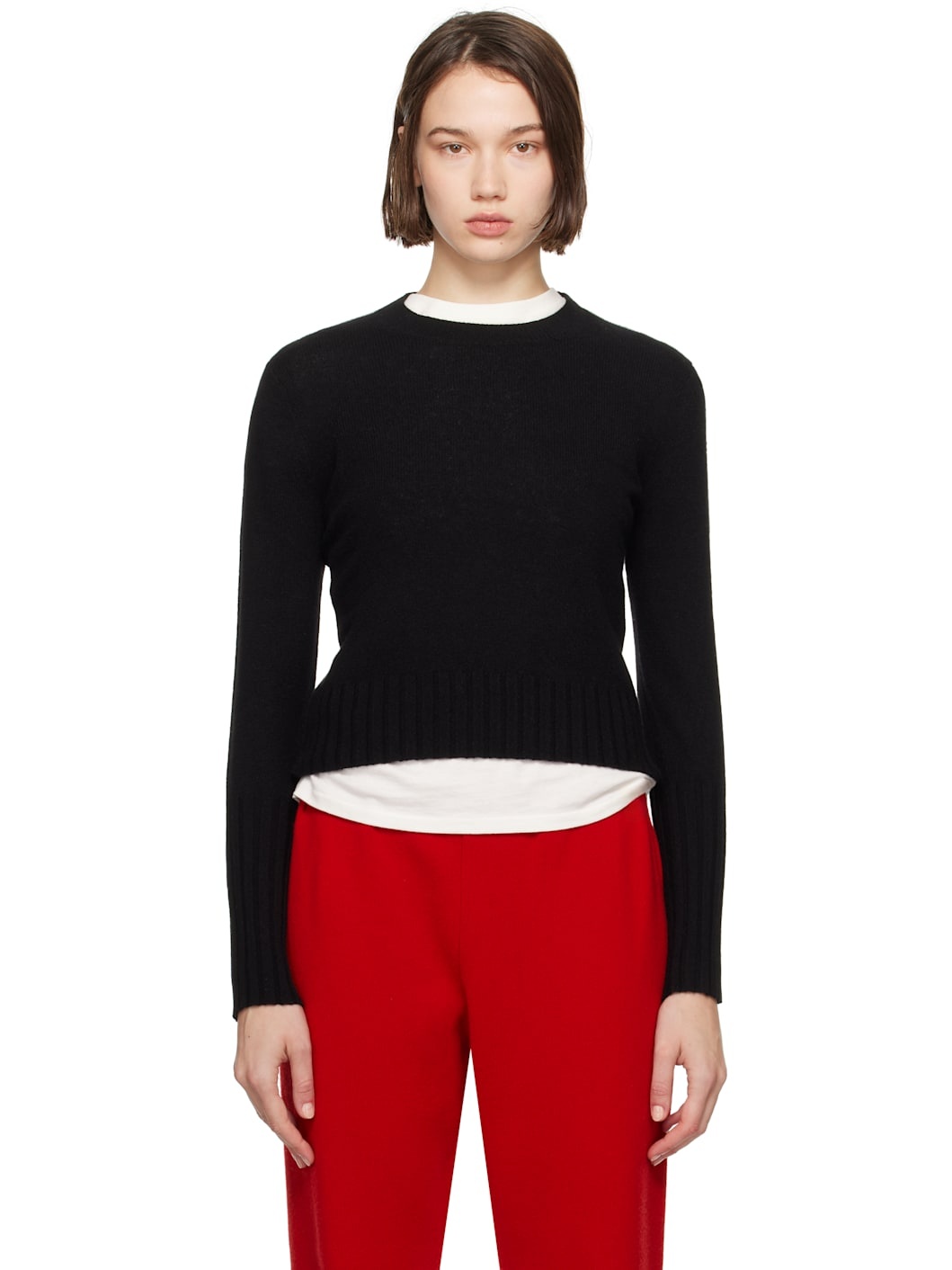 Black Shrunken Crew Sweater - 1