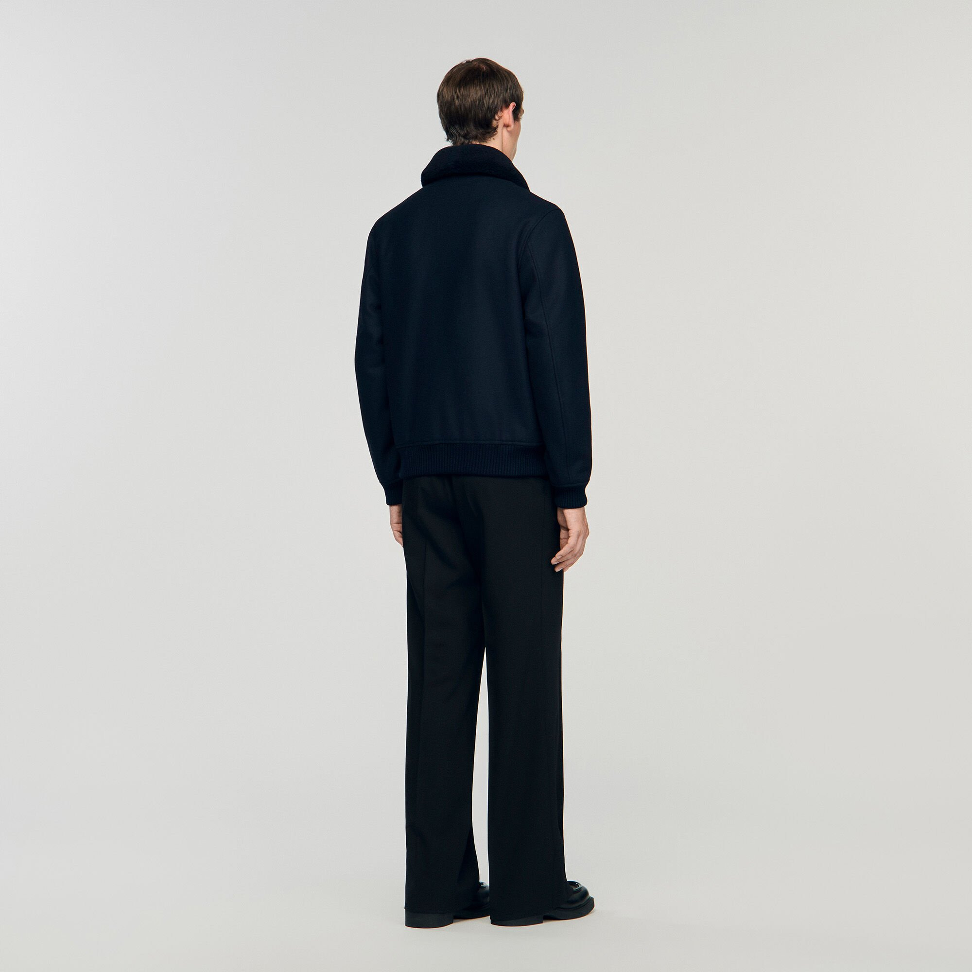 WOOL AVIATOR JACKET WITH SHEARLING - 5