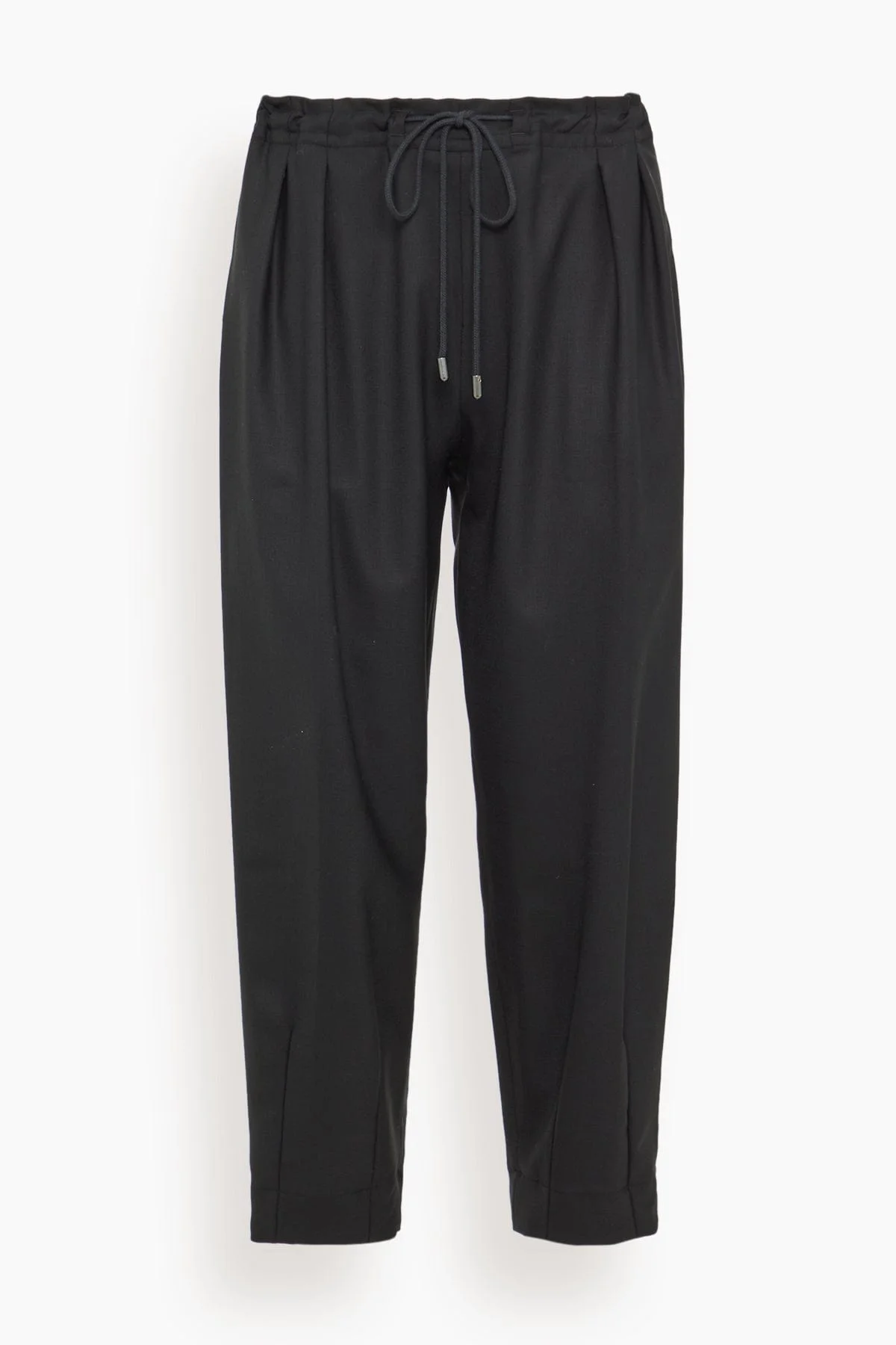 Barrel Leg Drawstring Trouser in Black - 1