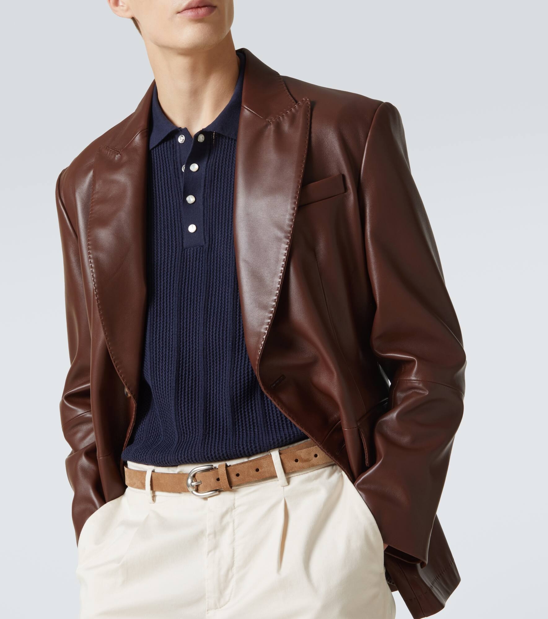 Ribbed-knit cotton polo sweater - 5