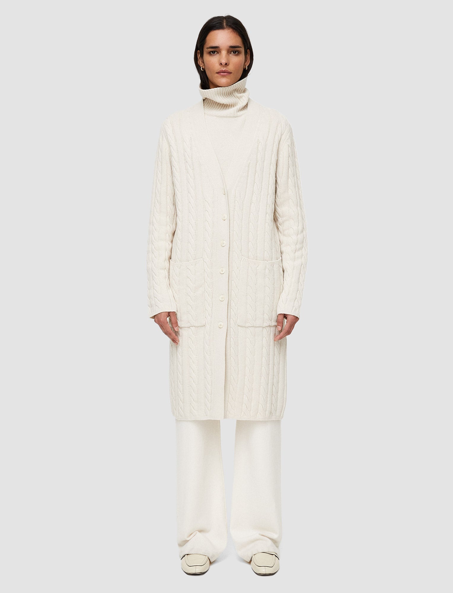 Light Cable Knit Long Cardigan - 3