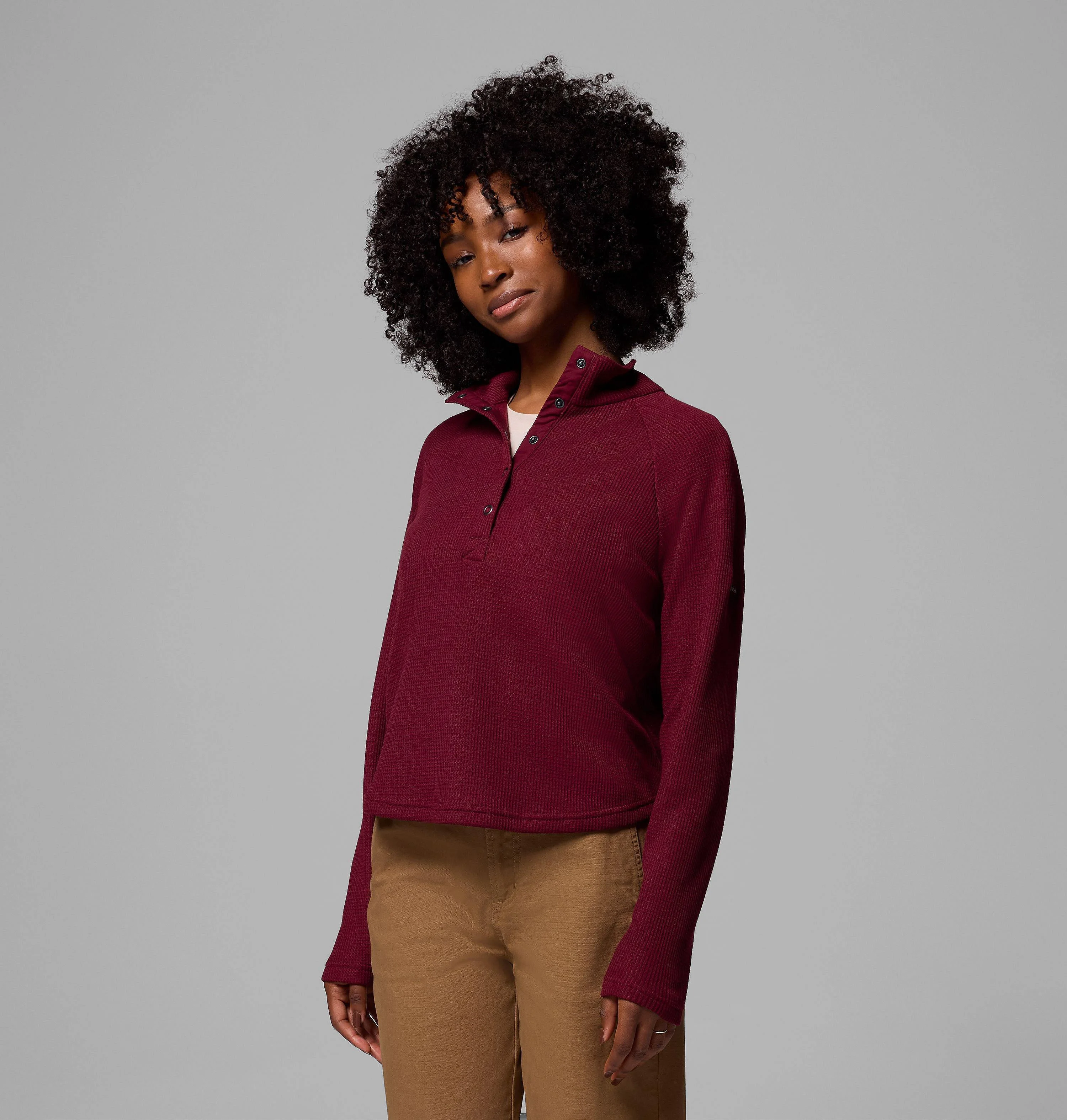 Women's Holly Hideaway Waffle Half Snap Shirt - 1