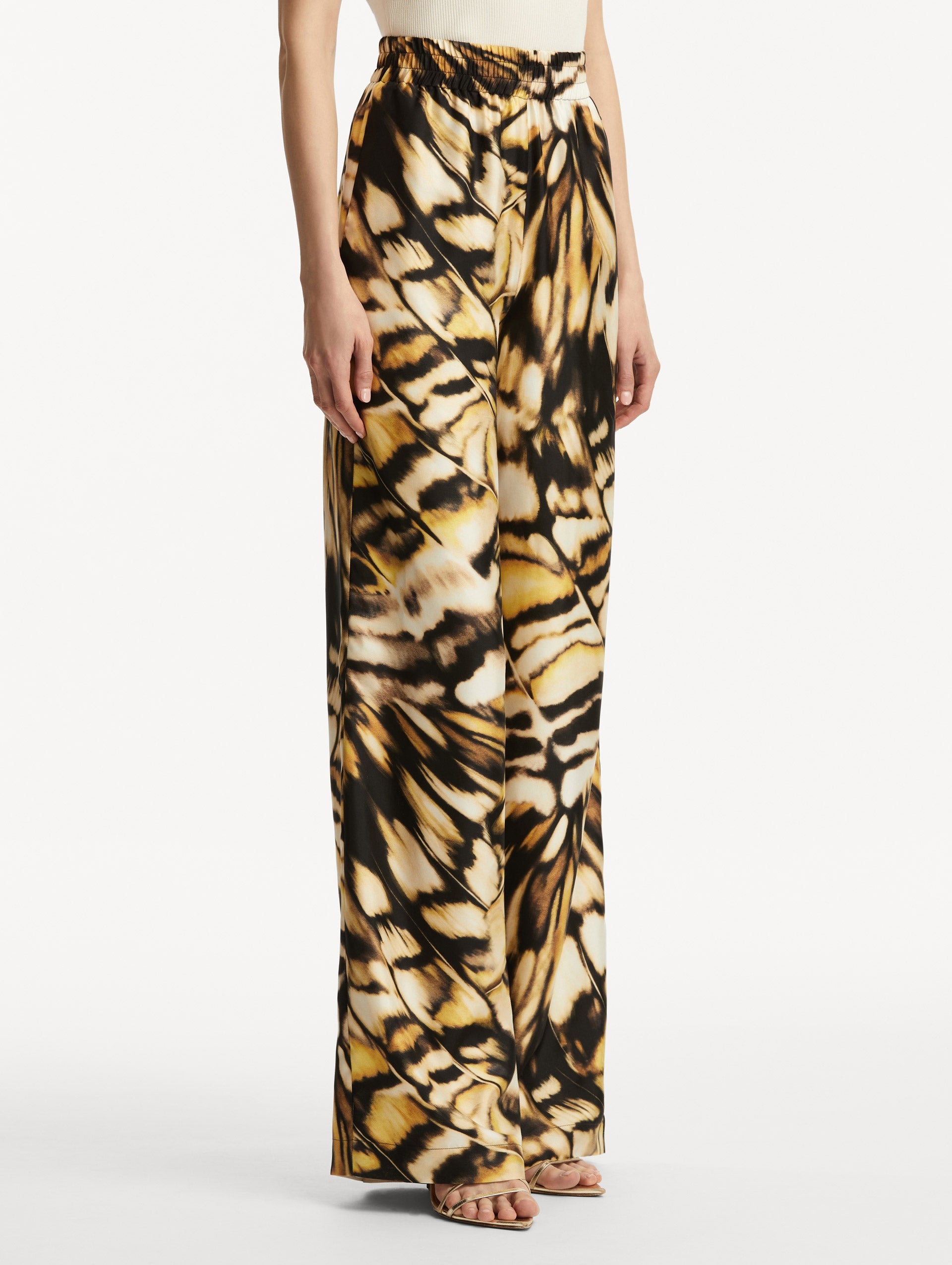 ABSTRACT BUTTERFLY SILK TWILL PANT - 4