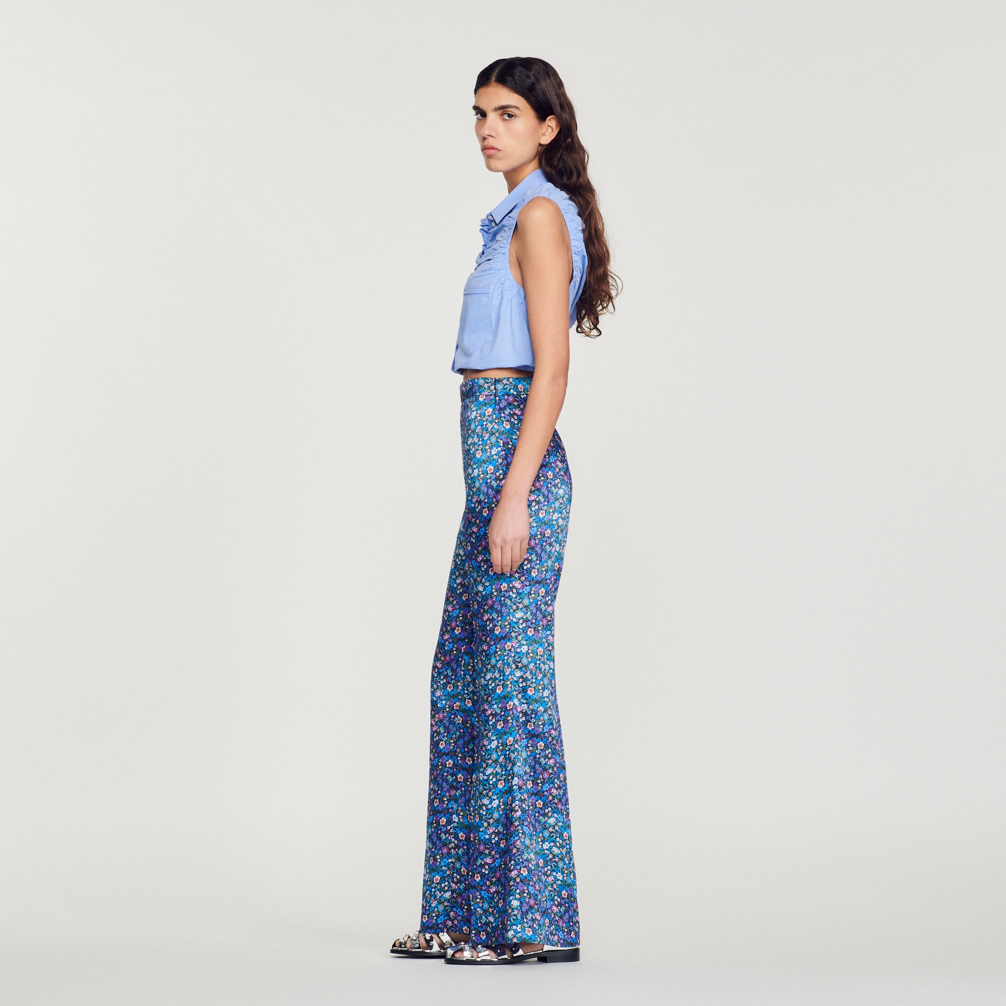 Floral satin pants - 7