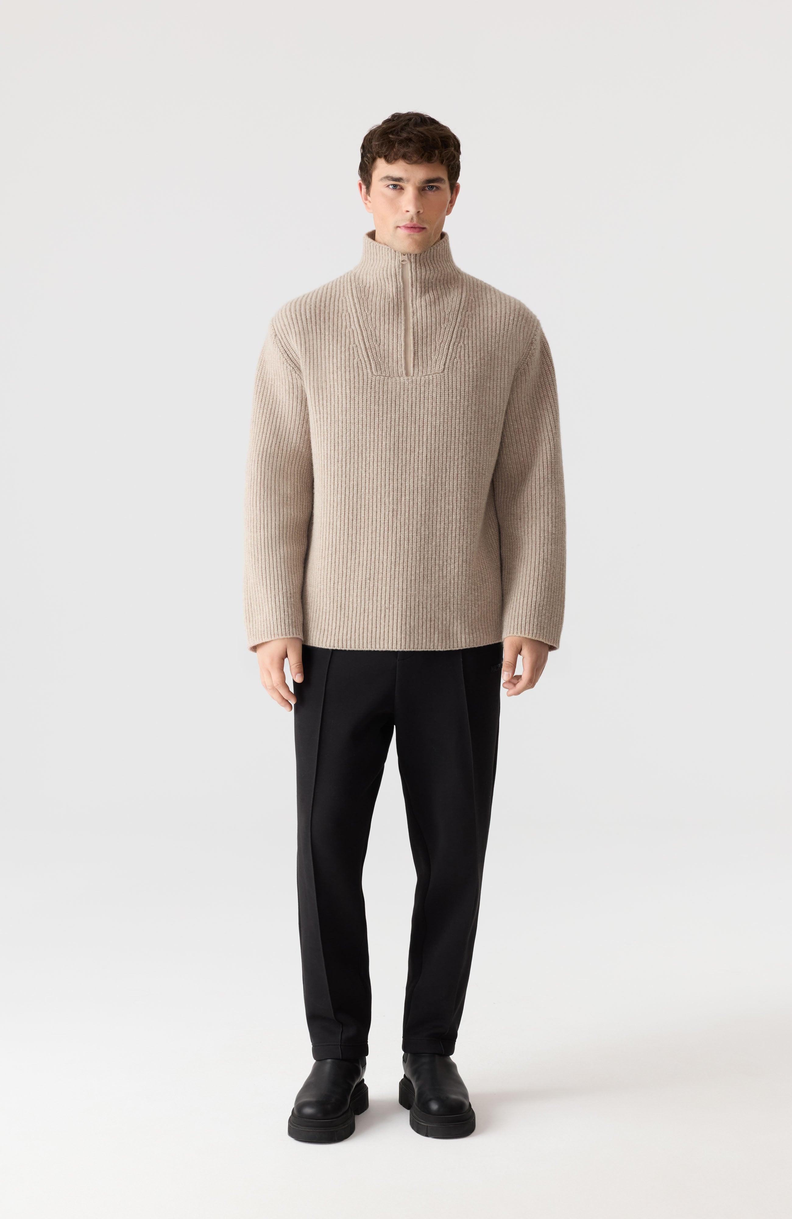 MARIO Fisherman Rib Quarter-Zip Pullover - 2