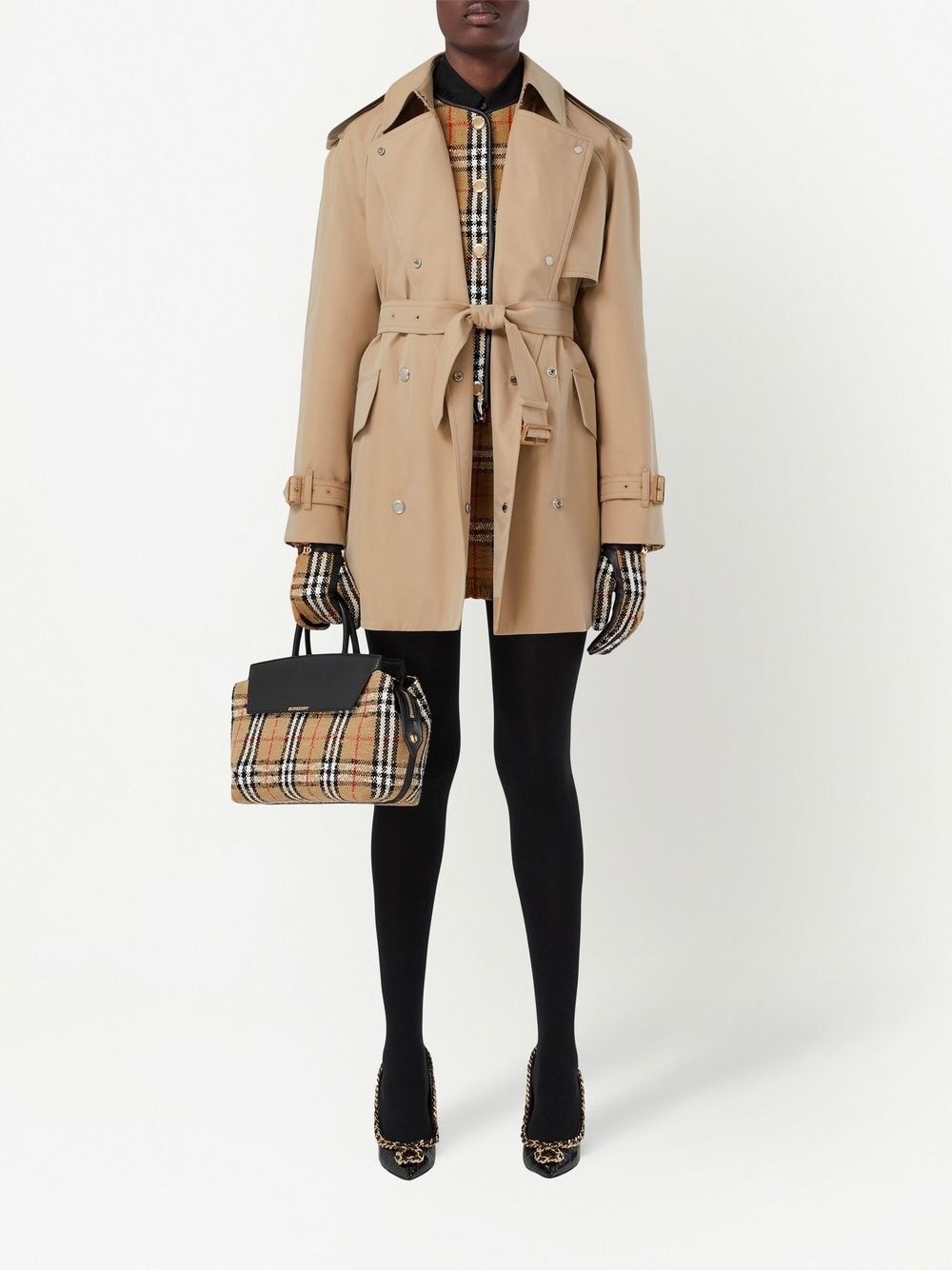 bonded cotton gabardine trench coat - 2