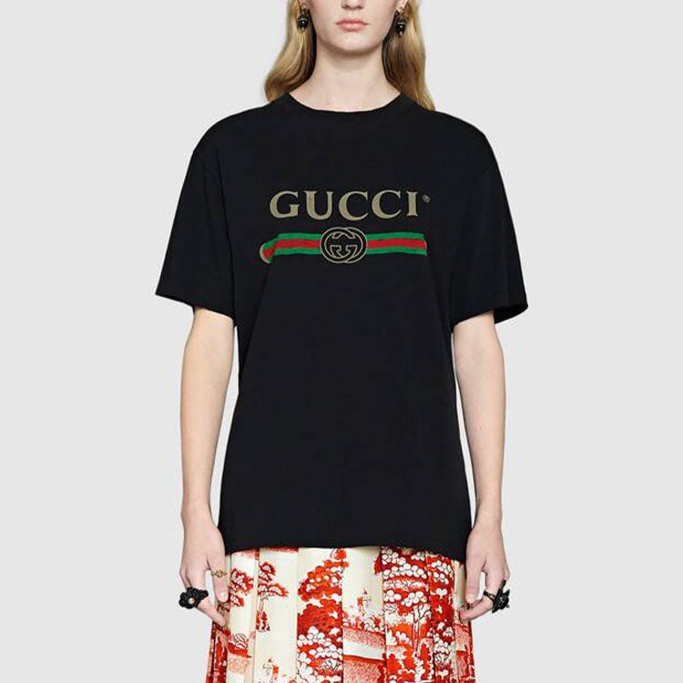 (WMNS) Gucci Oversize T-Shirt With Logo 'Black' 457095-X5L89-1948 - 5