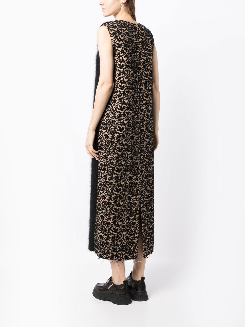 panelled wool midi dress - 4